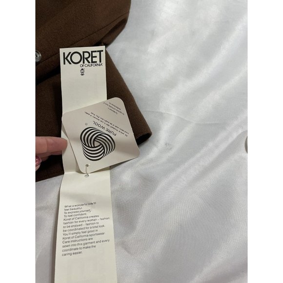 Vintage 70s Koret Of California Pure Wool Brown Women’s Size 8  Blazer Tags NOS - Picture 4 of 10